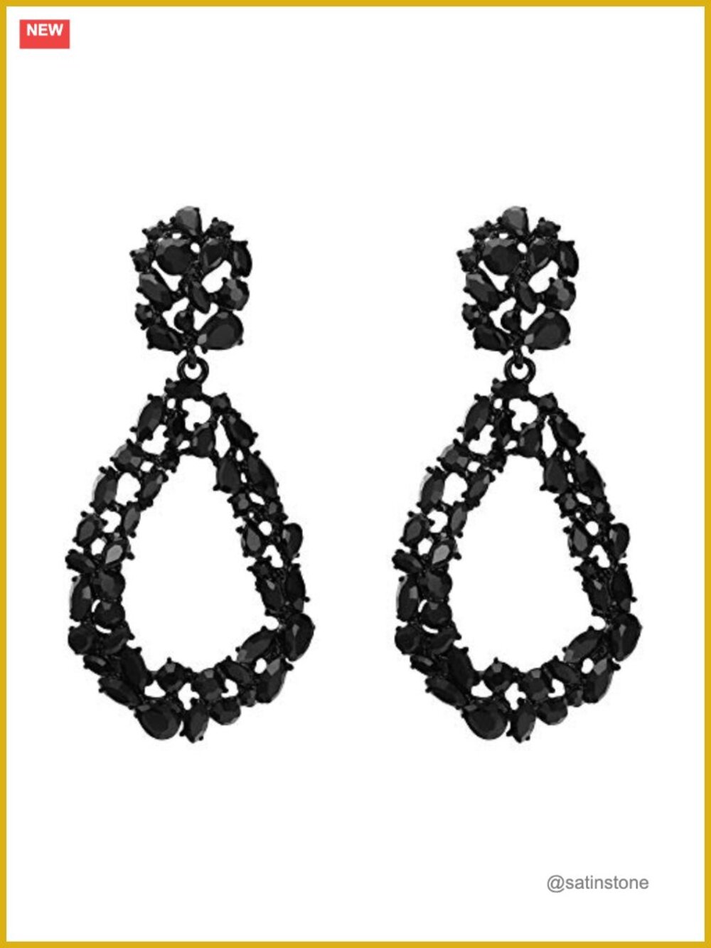 Crystal Open Hoop Oval Drop Dangle Pierced Earrings Statement Jewelry